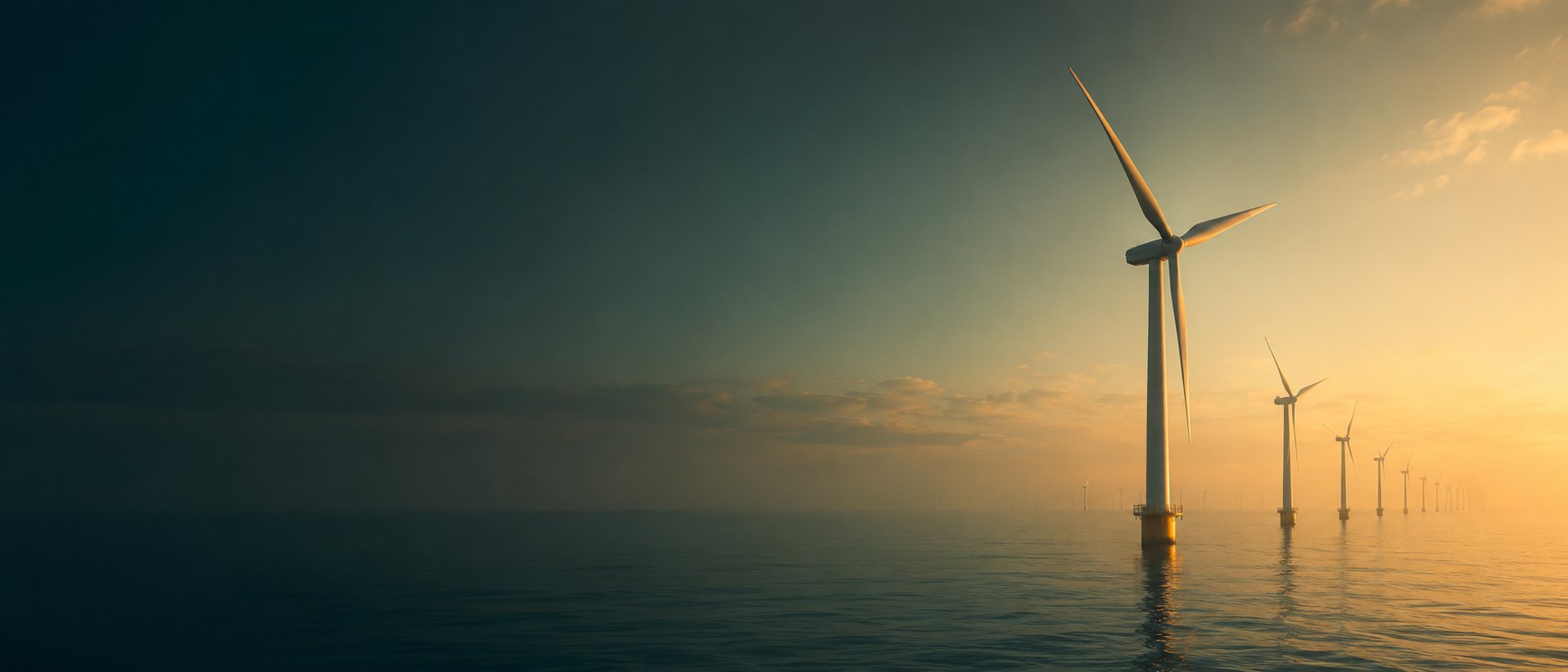 Offshore wind farm at dusk